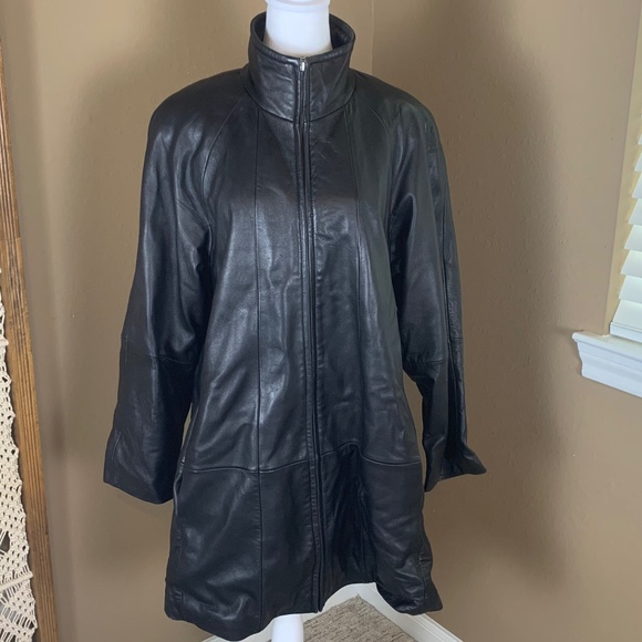 Vintage Tibor Leathers Black Leather Coat – Women’s Small – 80s Full Zip Jacket - Picture 1 of 13